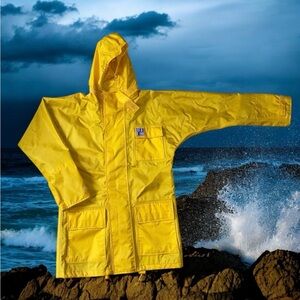 North Atlantic Trading Co. Mens XS Yellow Rain Slicker Jacket in Great Conditon